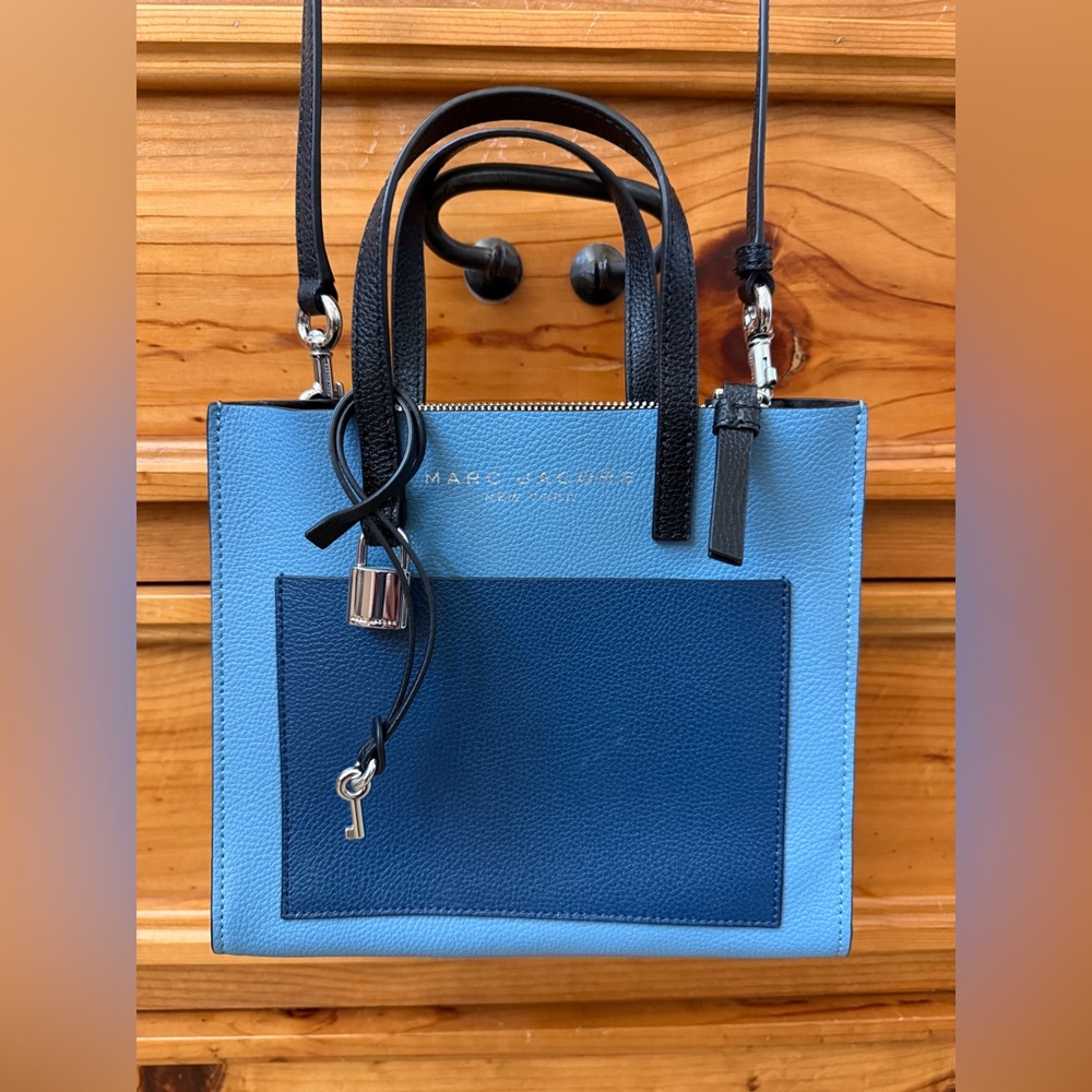 Marc Jacobs Mini Grind Colorblock Leather Tote Blue Heaven MultiColor Crossbody